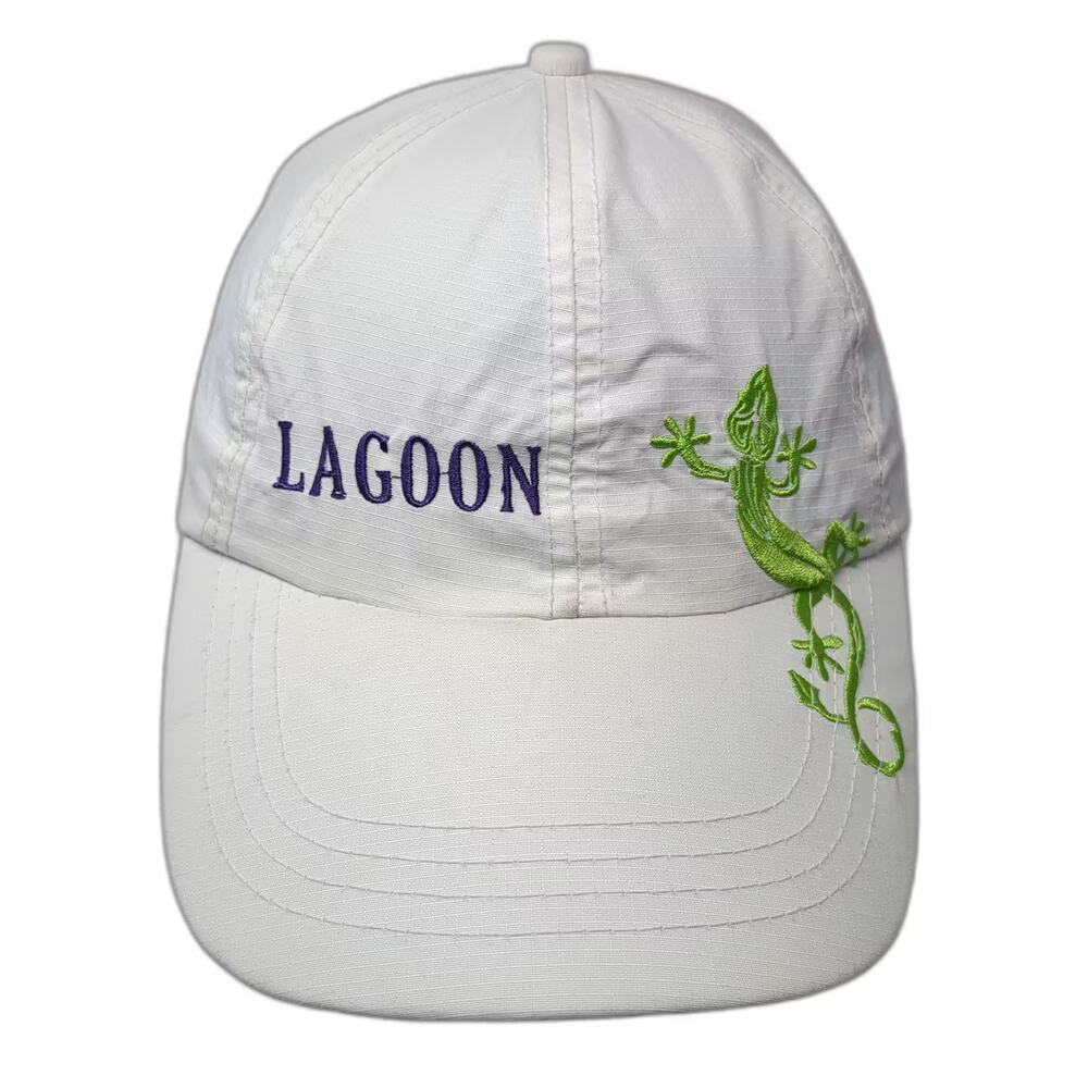 Jacobson Hat Baseball Cap White Green Gecko Lagoon Embroidered OS Adjustable Hat